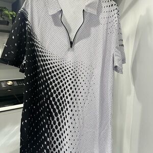 Men's Black & White Short Sleeve Athletic Polo with shorts